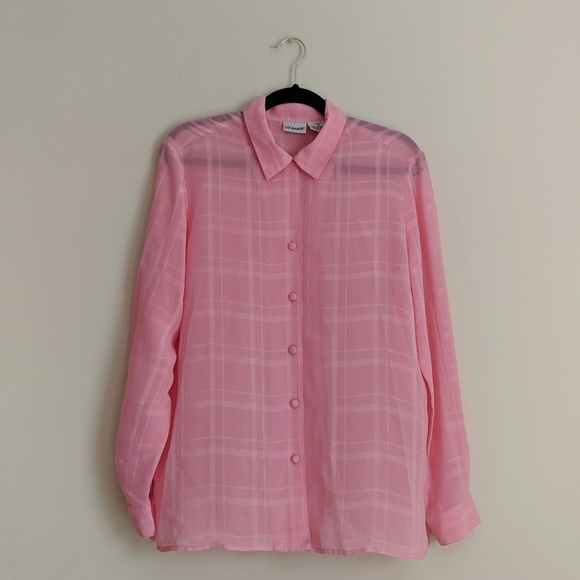 Pink Plaid Button Down Blouse - Picture 1 of 5